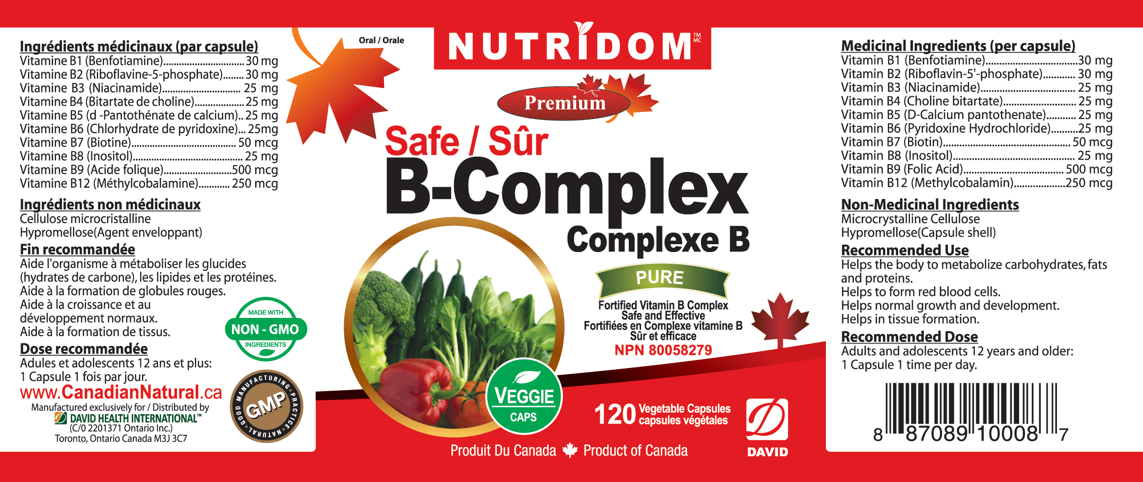 Nutridom Vitamin B-Complex SAFE, 200 mg, 120 Veggie Capsules